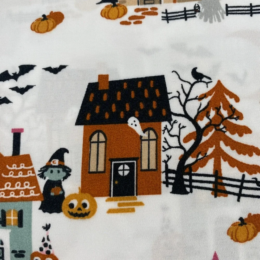 Envogue Sheet Set FULL Halloween Haunted House White Orange Spooky Ghost Bat